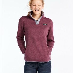 LL Bean 1/4 Snap Fleece Pullover Sweater Women's Size Small Regular Maroon